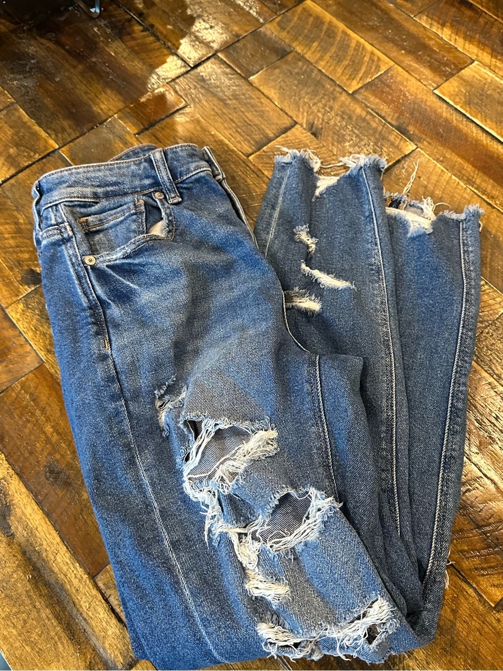 American Eagle Outfitters Ripped Blue high rise Jeans
